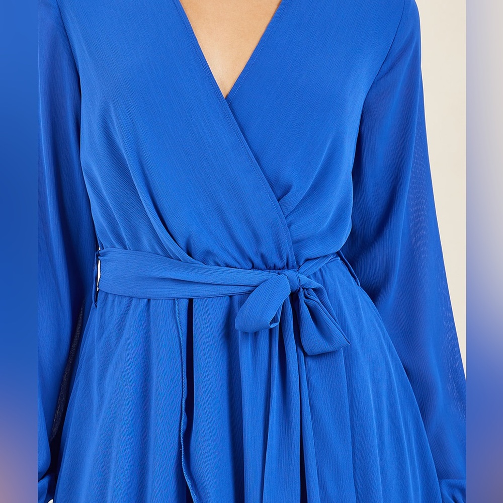 Altar’d State Blue Long-Sleeve Romper with Lace Back